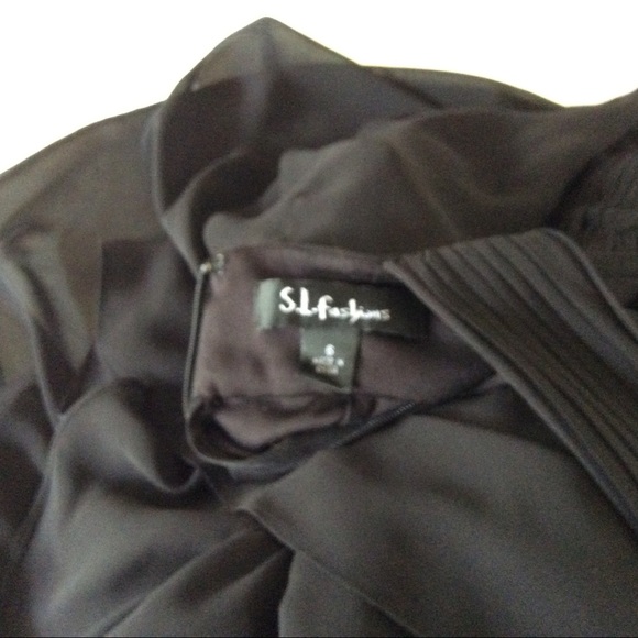 SL FASHIONS BLACK ONE SHOULDER TIERED DRESS SMALL - Picture 6 of 6